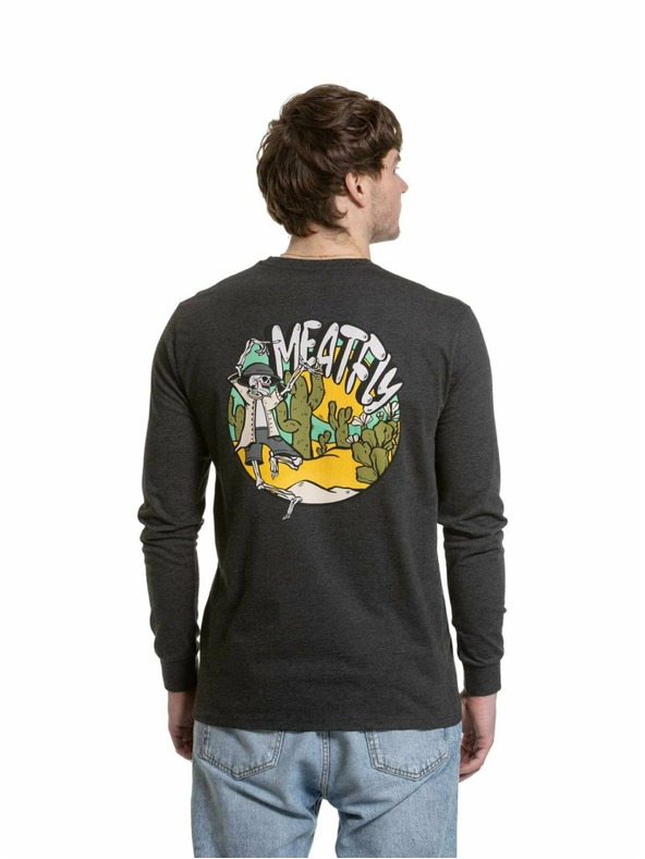 Meatfly Meatfly Herren-Langarmshirt Julien Charcoal Heather Skeleton | Grau