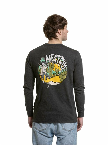 Meatfly Meatfly Herren-Langarmshirt Julien Charcoal Heather Skeleton | Grau