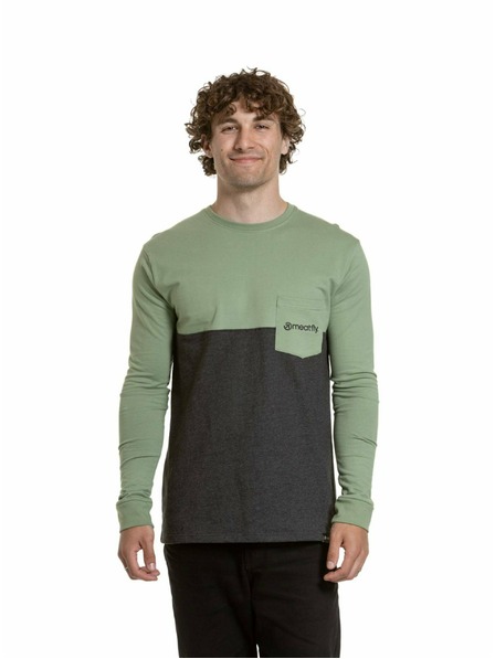 Meatfly Meatfly Herren-Langarmshirt Harvey Basil / Charcoal Heather