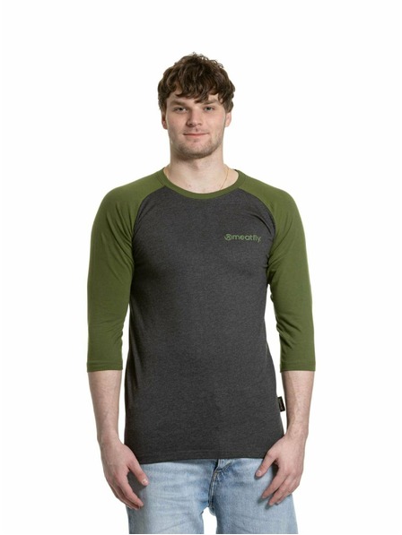 Meatfly Meatfly Herren-Langarmshirt Reagan Raglan Olive / Charcoal Heather | Grau