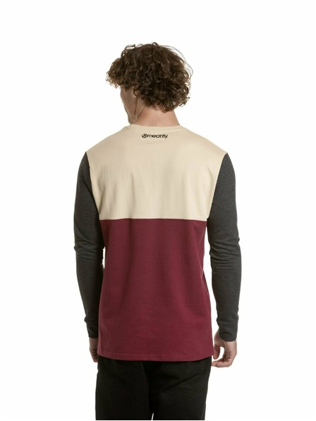 Meatfly Meatfly Herren-Langarmshirt Harvey Sand / Dark Wine