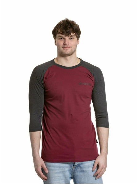 Meatfly Meatfly Herren-Langarmshirt Reagan Raglan Dark Wine / Charcoal Heather | Grau