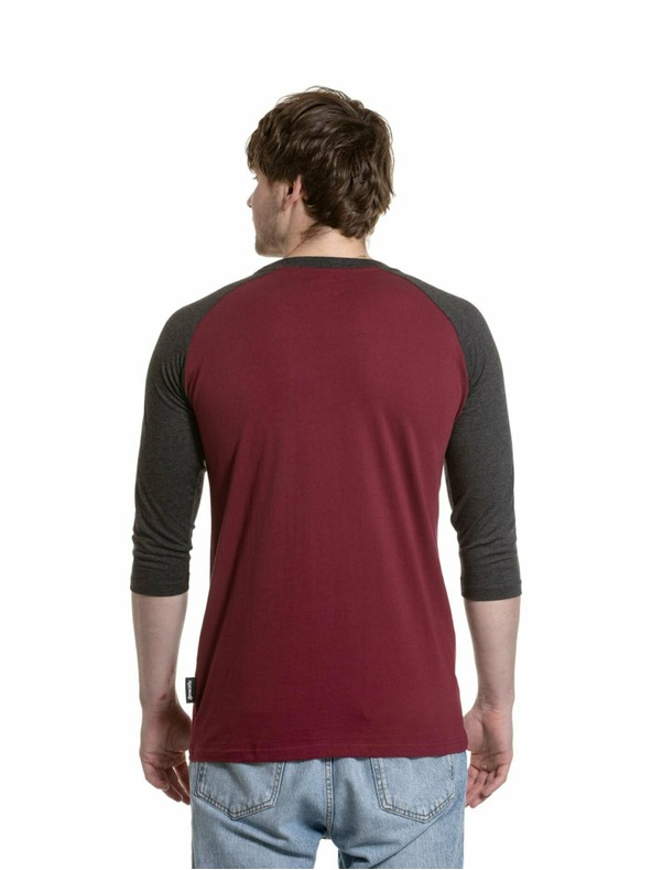Meatfly Meatfly Herren-Langarmshirt Reagan Raglan Dark Wine / Charcoal Heather | Grau