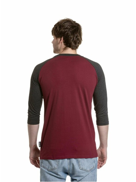 Meatfly Meatfly Herren-Langarmshirt Reagan Raglan Dark Wine / Charcoal Heather | Grau