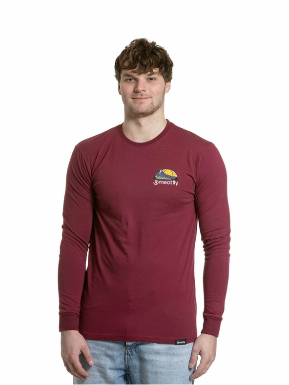 Meatfly Meatfly Herren Langarm-T-Shirt Julien Dunkelwein Berge | Rot