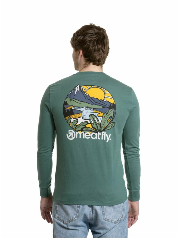 Meatfly Meatfly Herren Langarm-T-Shirt Julien Blaugrün Berge
