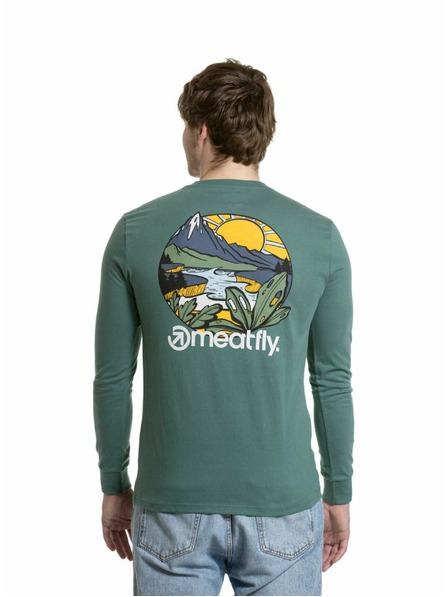 Meatfly Meatfly Herren Langarm-T-Shirt Julien Blaugrün Berge