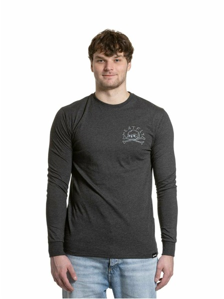 Meatfly Meatfly Herren Langarm-T-Shirt Judgement 30 Holzkohle Meliert | Grau