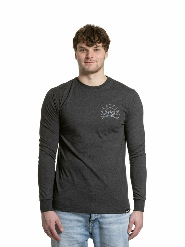 Meatfly Meatfly Herren Langarm-T-Shirt Judgement 30 Holzkohle Meliert | Grau