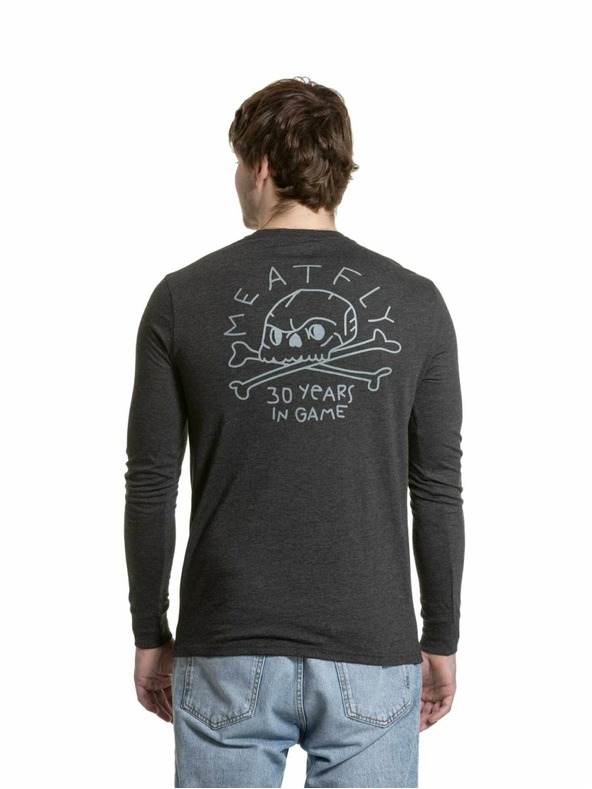 Meatfly Meatfly Herren Langarm-T-Shirt Judgement 30 Holzkohle Meliert | Grau