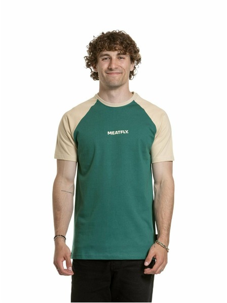 Meatfly Meatfly Herren T-Shirt Ozzy Raglan Waldgrün / Sand