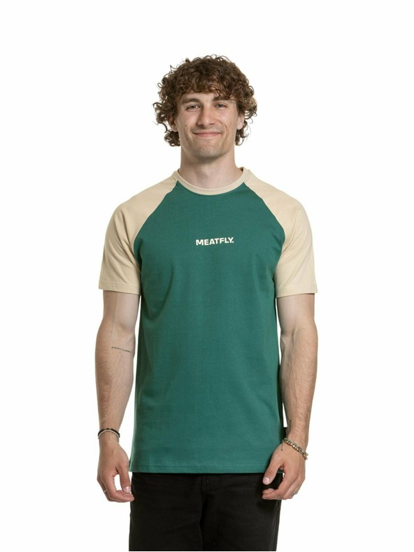 Meatfly Meatfly Herren T-Shirt Ozzy Raglan Waldgrün / Sand