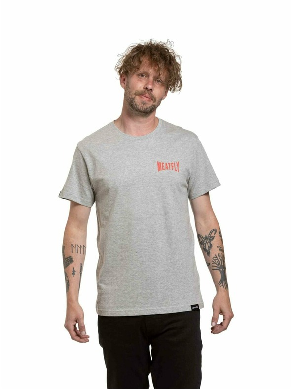Meatfly Meatfly Herren T-Shirt Yvans Rundes Globus Patch Grau