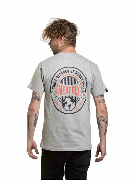Meatfly Meatfly Herren T-Shirt Yvans Rundes Globus Patch Grau