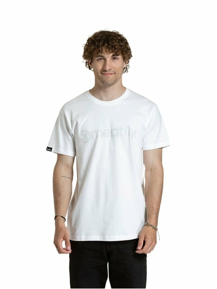 Meatfly Meatfly Herren T-Shirt Gestreiftes Logo Weiß | Weiß