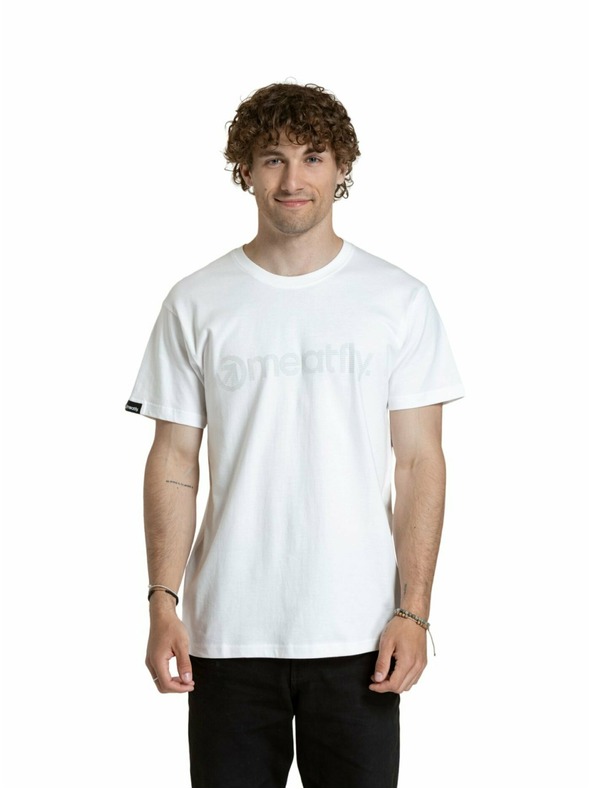 Meatfly Meatfly Herren T-Shirt Gestreiftes Logo Weiß | Weiß