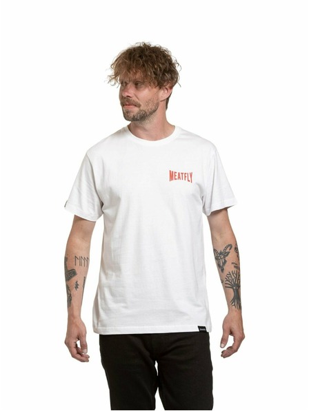 Meatfly Meatfly Herren T-Shirt Yvans Rundes Globus Patch Weiß