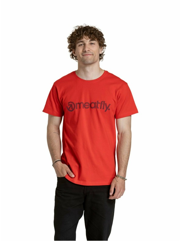 Meatfly Meatfly Herren T-Shirt Gestreiftes Logo Hellrot | Rot