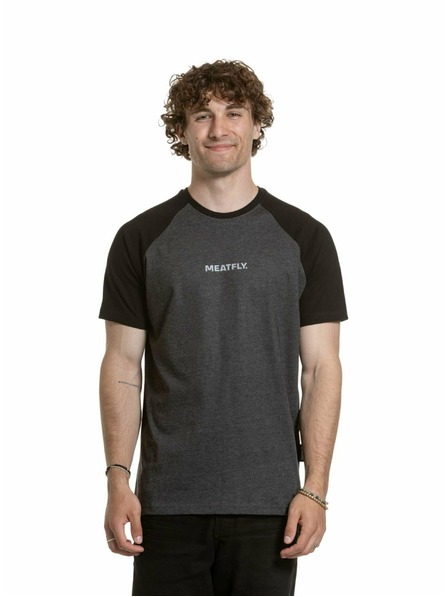 Meatfly Meatfly Herren T-Shirt Ozzy Raglan Charcoal Heather / Schwarz