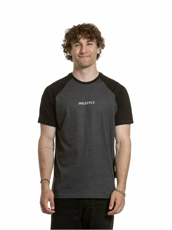 Meatfly Meatfly Herren T-Shirt Ozzy Raglan Charcoal Heather / Schwarz