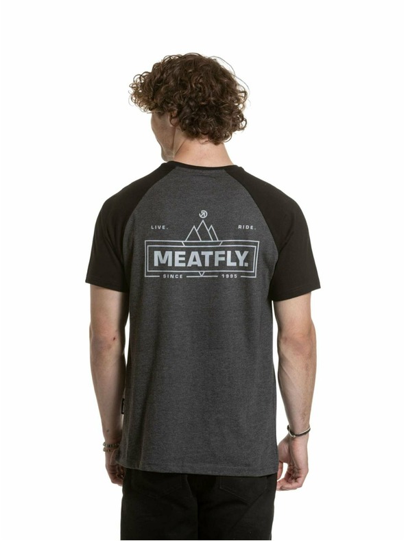 Meatfly Meatfly Herren T-Shirt Ozzy Raglan Charcoal Heather / Schwarz