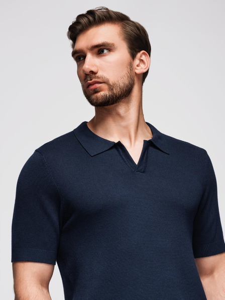 Ombre Clothing Herren Poloshirt ohne Knöpfe - dunkelblau