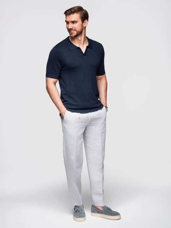 Ombre Clothing Herren Poloshirt ohne Knöpfe - dunkelblau