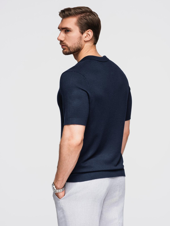 Ombre Clothing Herren Poloshirt ohne Knöpfe - dunkelblau