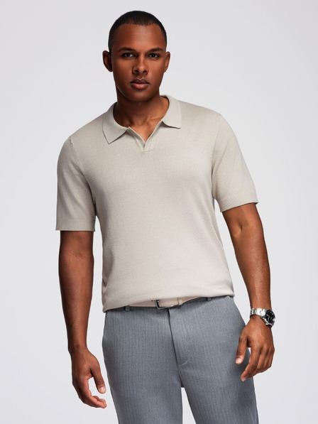 Ombre Clothing Herren Poloshirt ohne Knöpfe - hellgrau