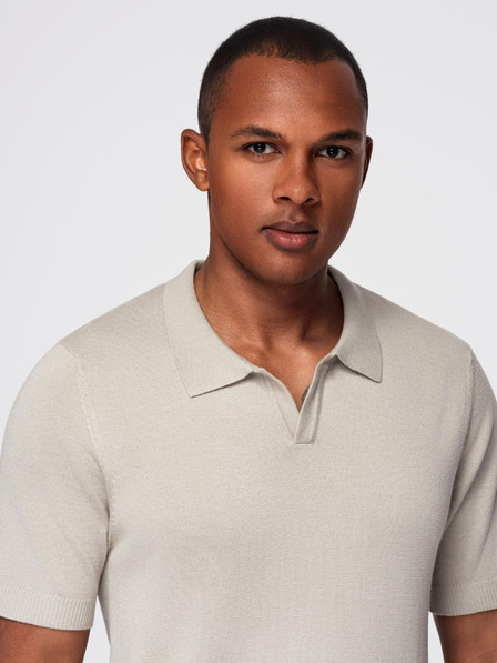 Ombre Clothing Herren Poloshirt ohne Knöpfe - hellgrau