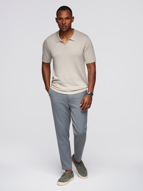 Ombre Clothing Herren Poloshirt ohne Knöpfe - hellgrau