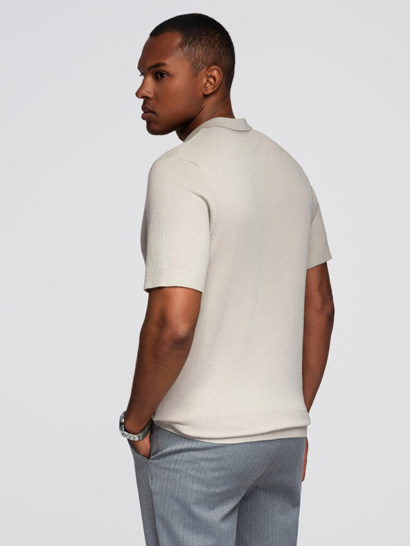 Ombre Clothing Herren Poloshirt ohne Knöpfe - hellgrau