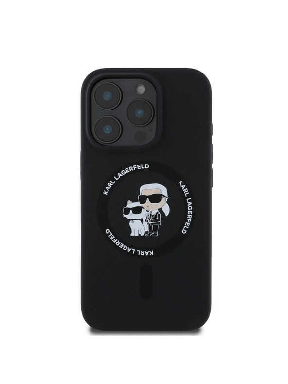 Karl Lagerfeld Karl Lagerfeld Liquid Silicone Karl und Choupette MagSafe Handyhülle für iPhone 16 Pro Schwarz