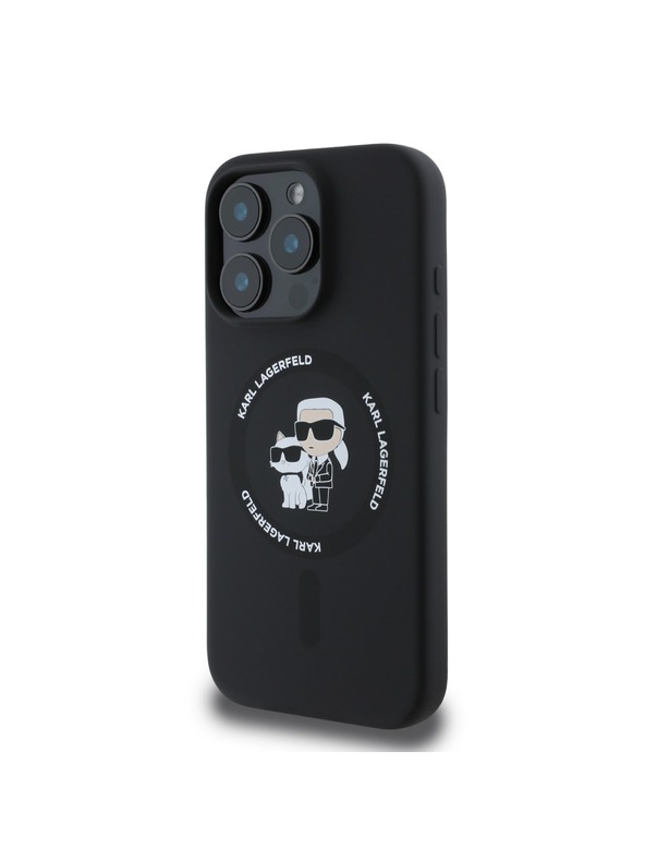 Karl Lagerfeld Karl Lagerfeld Liquid Silicone Karl und Choupette MagSafe Handyhülle für iPhone 16 Pro Schwarz