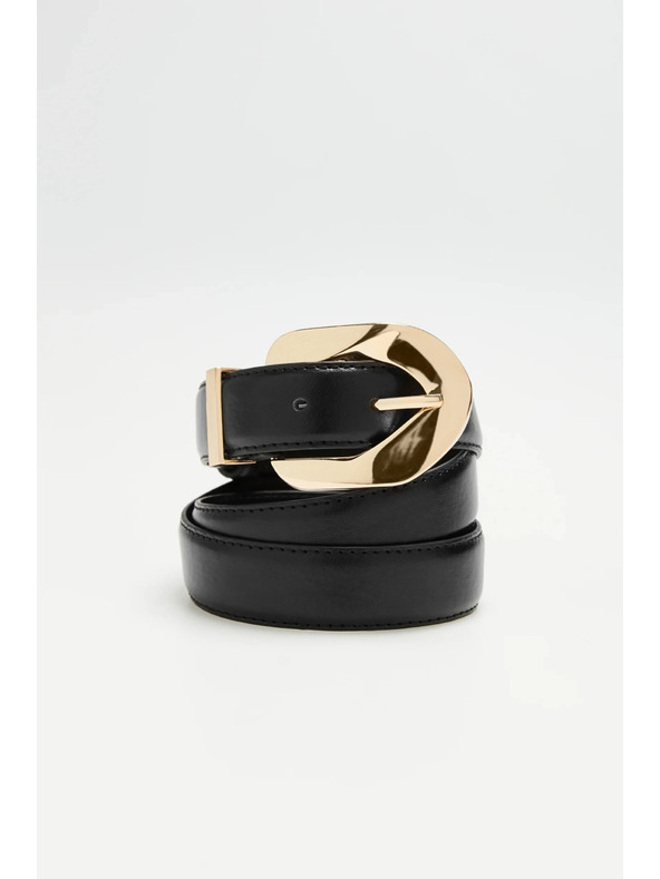 Moodo Schwarzer Gürtel mit goldener Schnalle Moodo
