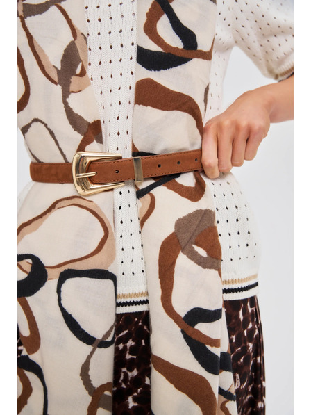 Moodo Brauner Damen Gürtel mit goldenen Details Moodo