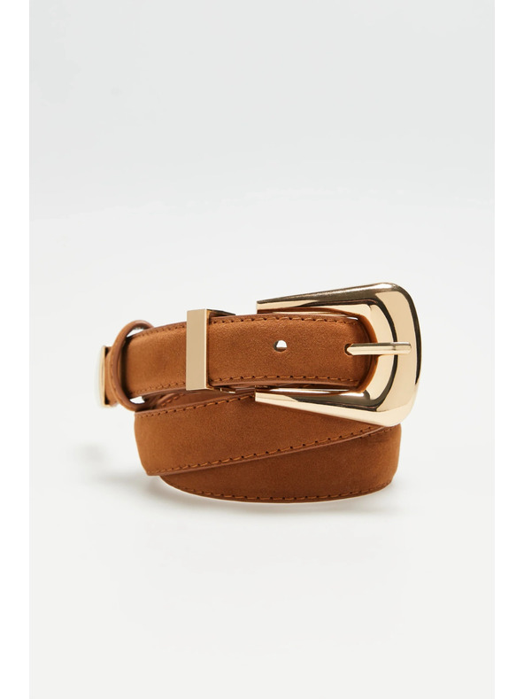 Moodo Brauner Damen Gürtel mit goldenen Details Moodo