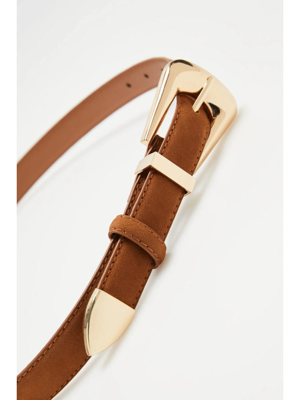 Moodo Brauner Damen Gürtel mit goldenen Details Moodo