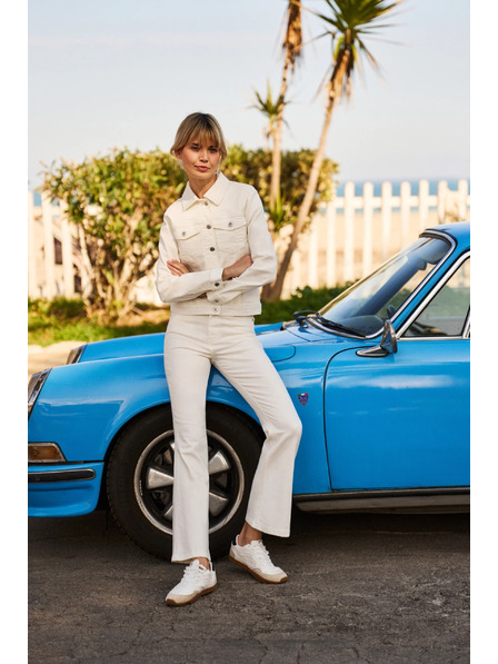 Moodo Cremefarbene Damen Schlagjeans