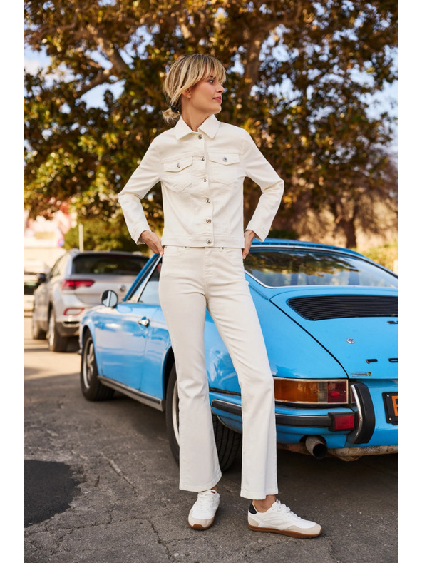 Moodo Cremefarbene Damen Schlagjeans