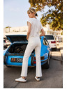 Moodo Cremefarbene Damen Schlagjeans