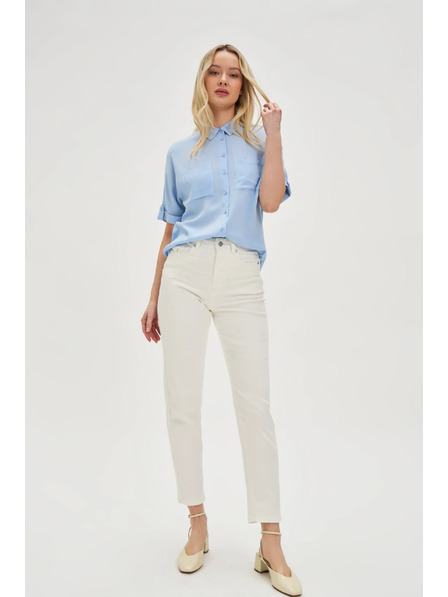 Moodo Weiße Damen Cropped Jeans