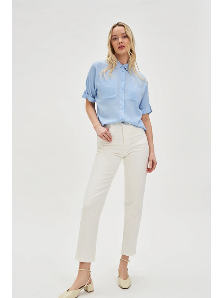 Moodo Weiße Damen Cropped Jeans