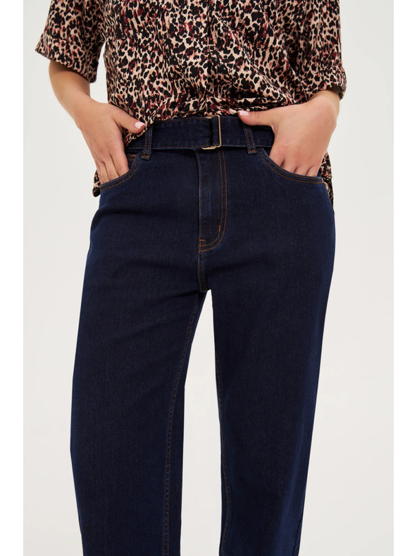 Moodo Dunkelblau Jeans mit Gürtel Moodo