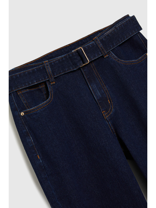 Moodo Dunkelblau Jeans mit Gürtel Moodo