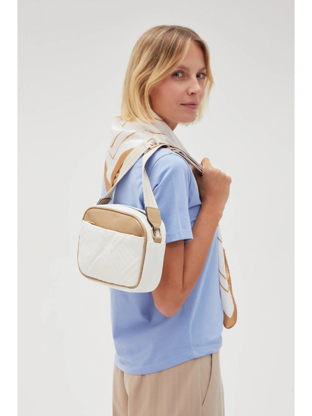 Moodo Beige-weiße Handtasche
