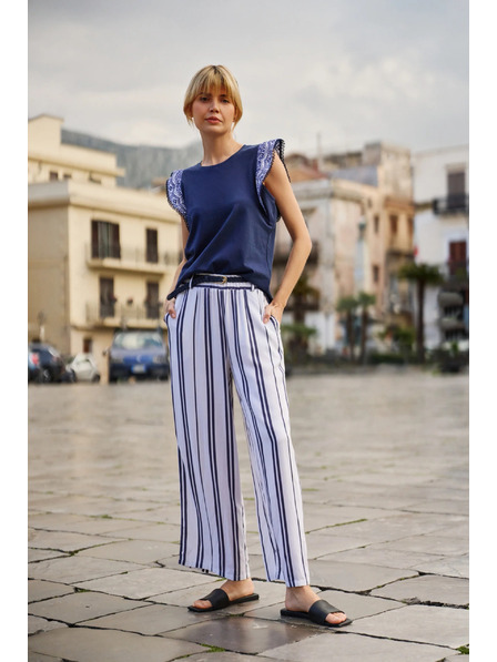 Moodo Damen Gestreifte Hosen Moodo