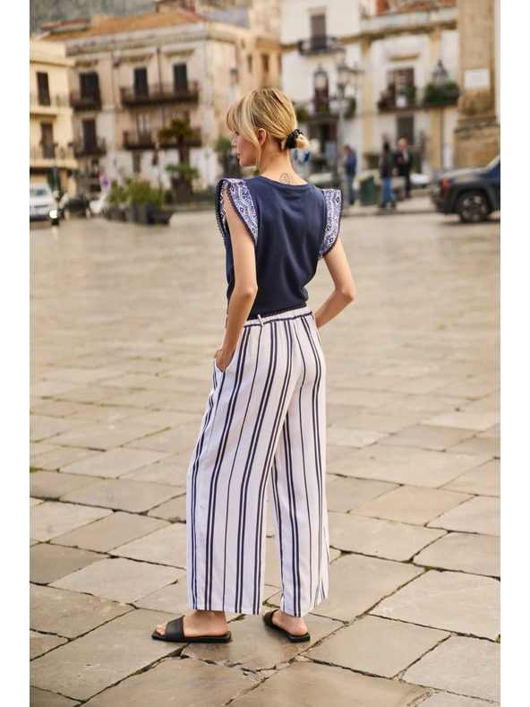 Moodo Damen Gestreifte Hosen Moodo