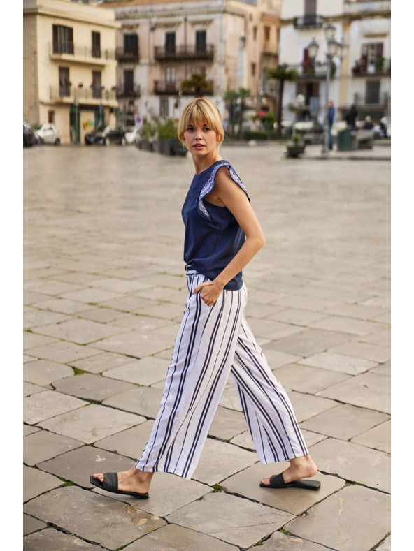 Moodo Damen Gestreifte Hosen Moodo