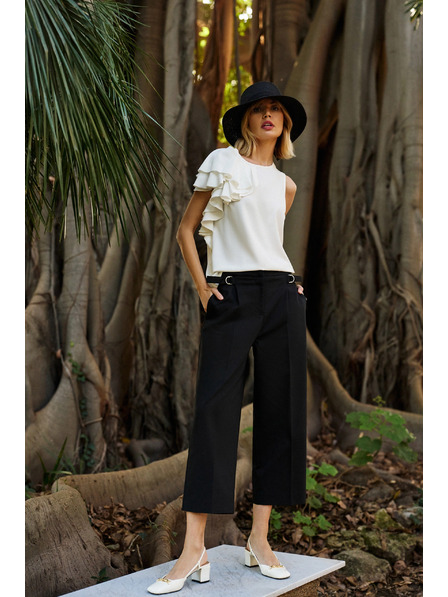 Moodo Schwarze Cropped Hosen Moodo